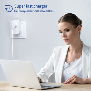 Samsung USB-C Super Fast Charging Wall Charger-25W PD Charger Adapter with  Type-C Cable(6.6ft) for Samsung Galaxy S23/S23 Ultra/S23+/S22/S22+/S22