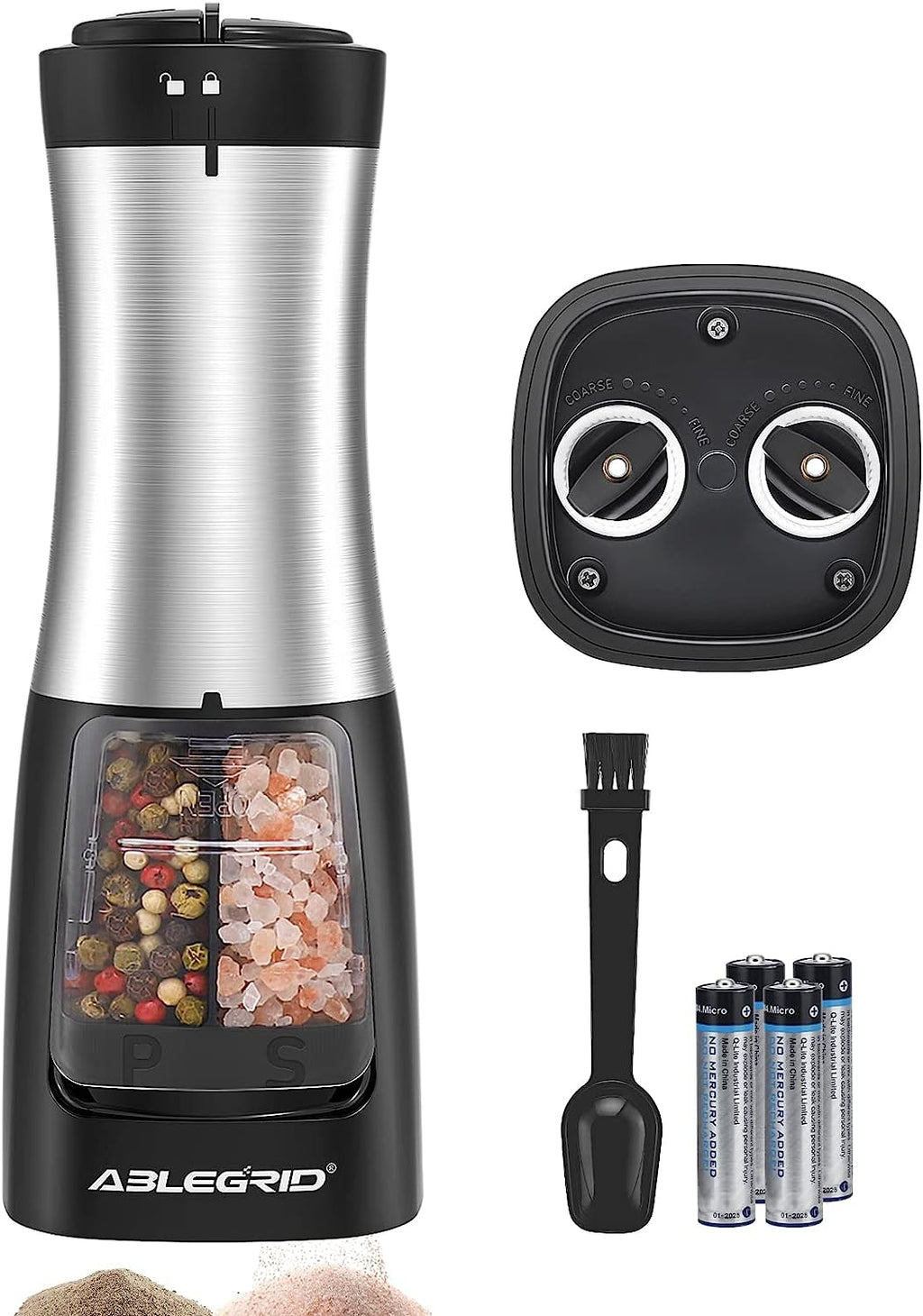 Electric Pepper Grinder, Battery Operated Salt Grinder, Automatic Pepper  Mill With Led Light, One-hand Button Control, Adjustable Coarseness, Black  Pe