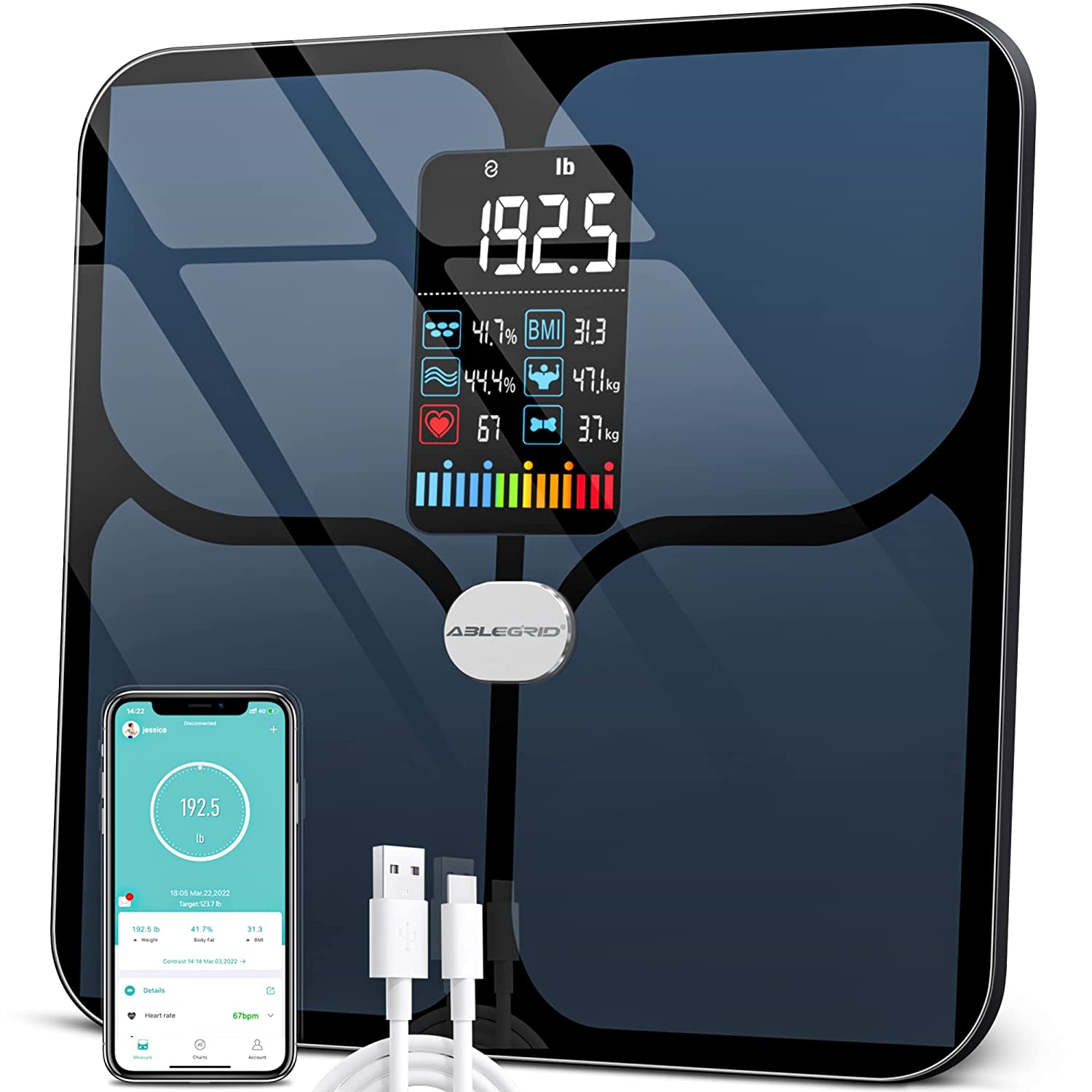 5 Core Smart Weight Scale for Body Weight Digital Bathroom Scale Bluetooth  Body Fat Scale Monitor Health Analyzer Sync w App -Bbs Vl B Blk