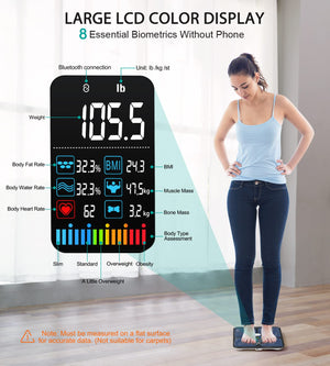 Smart Scales Digital Body Weight, Black Bathroom Scale