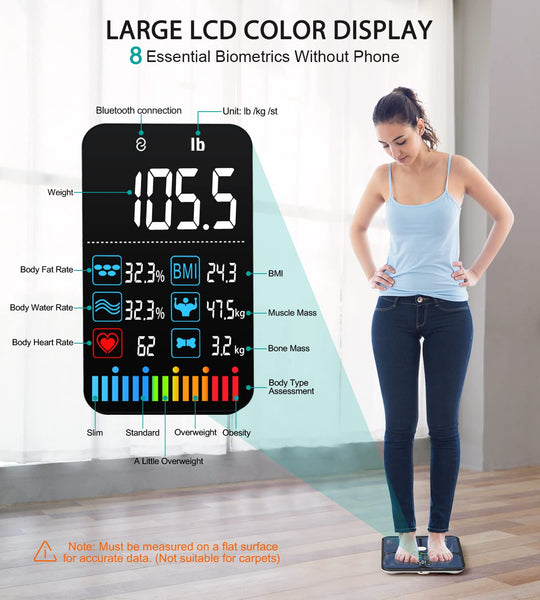 Scales for Body Weight Fat Bluetooth Digital Scales Bathroom Heart Rate  Monitor