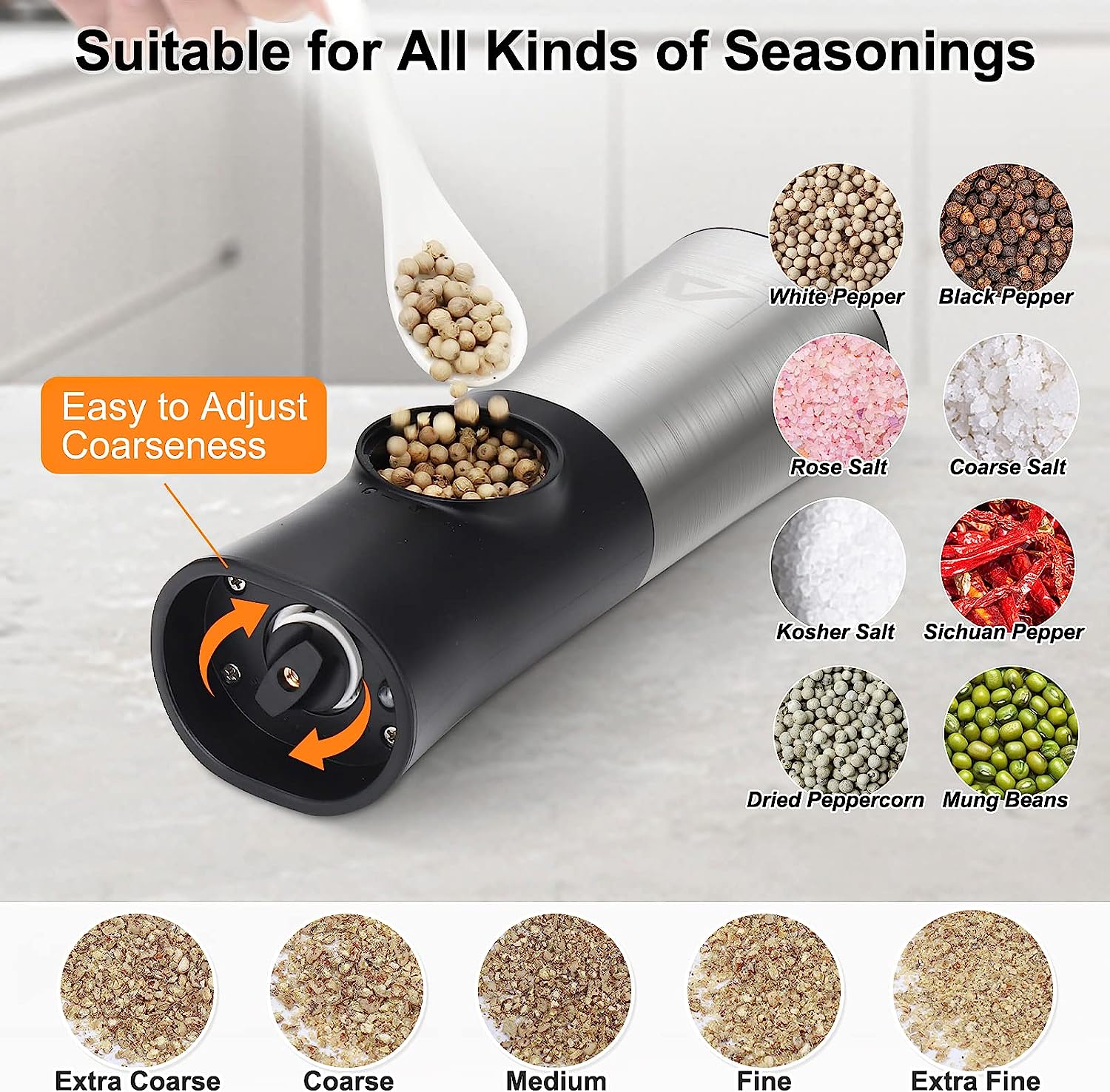 Rechargeable Electric Salt and pepper Grinder,Automatic Peppercorn