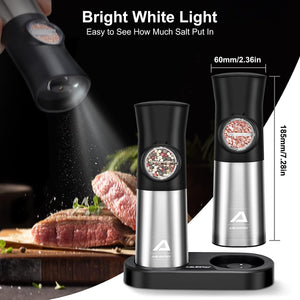 2 in 1 Automatic Pepper Mill Black White USB Rechargeable Electric