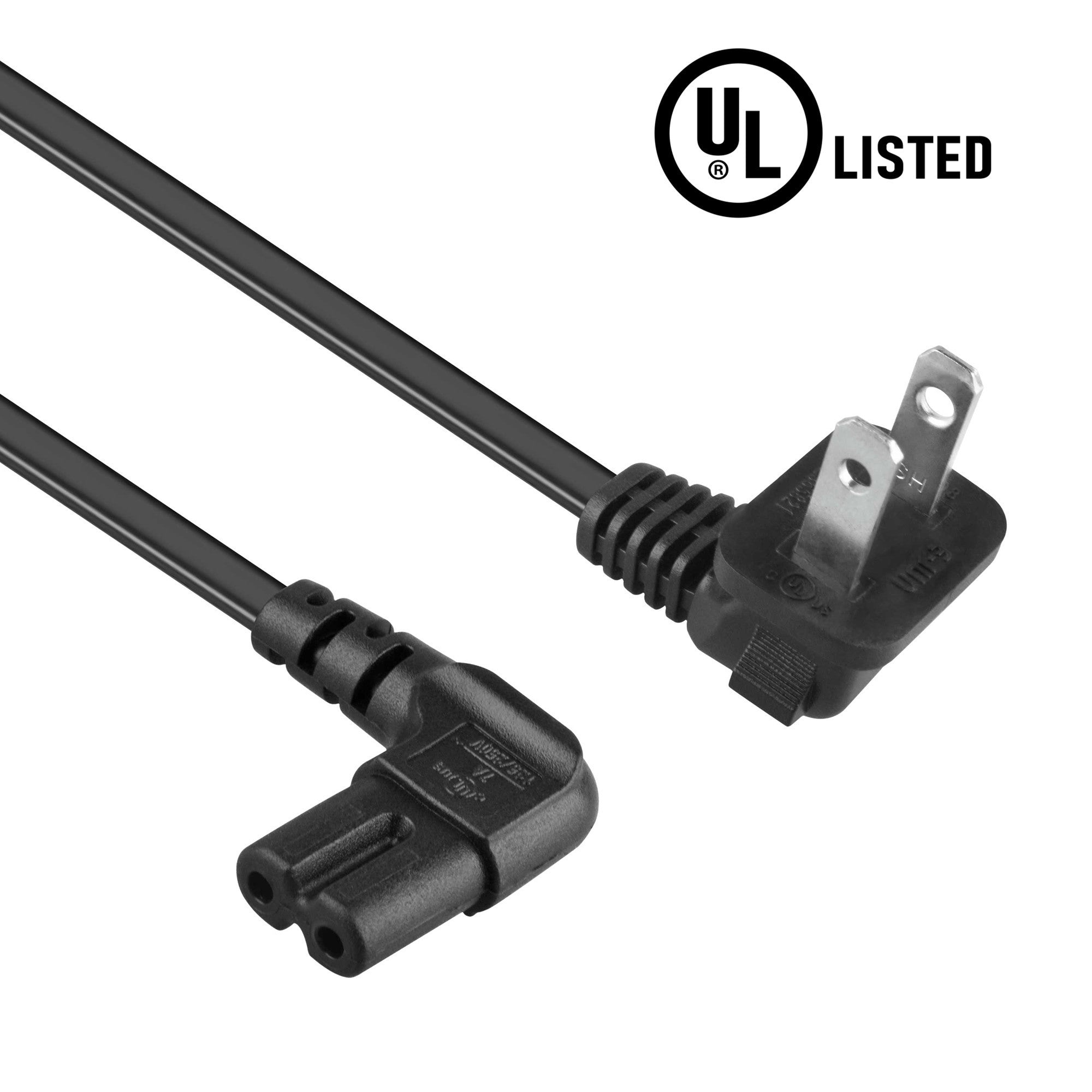 AbleGrid 12ft UL Listed 2-Prong AC Power Cord Cable Compatible with Samsung Led Lcd Tv Smart Extra Long Angled