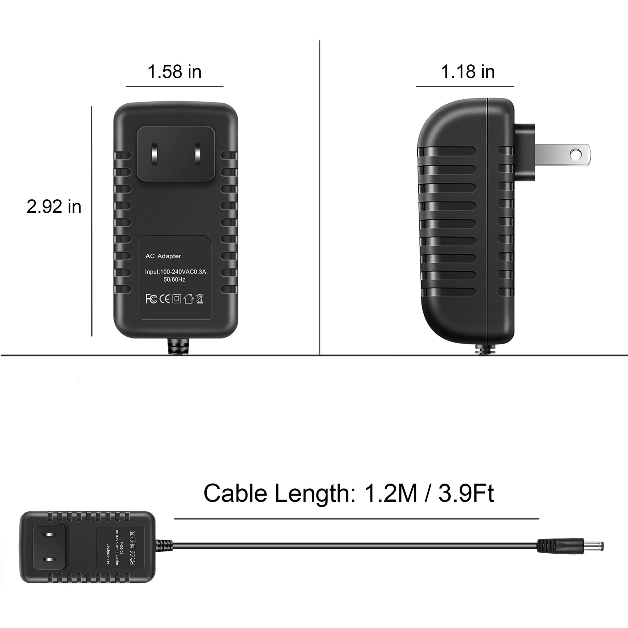 AbleGrid 12V 0.5A AC Adapter Compatible with S06A12-120A050 C4 AT&T Charger Power Supply Cord Mains