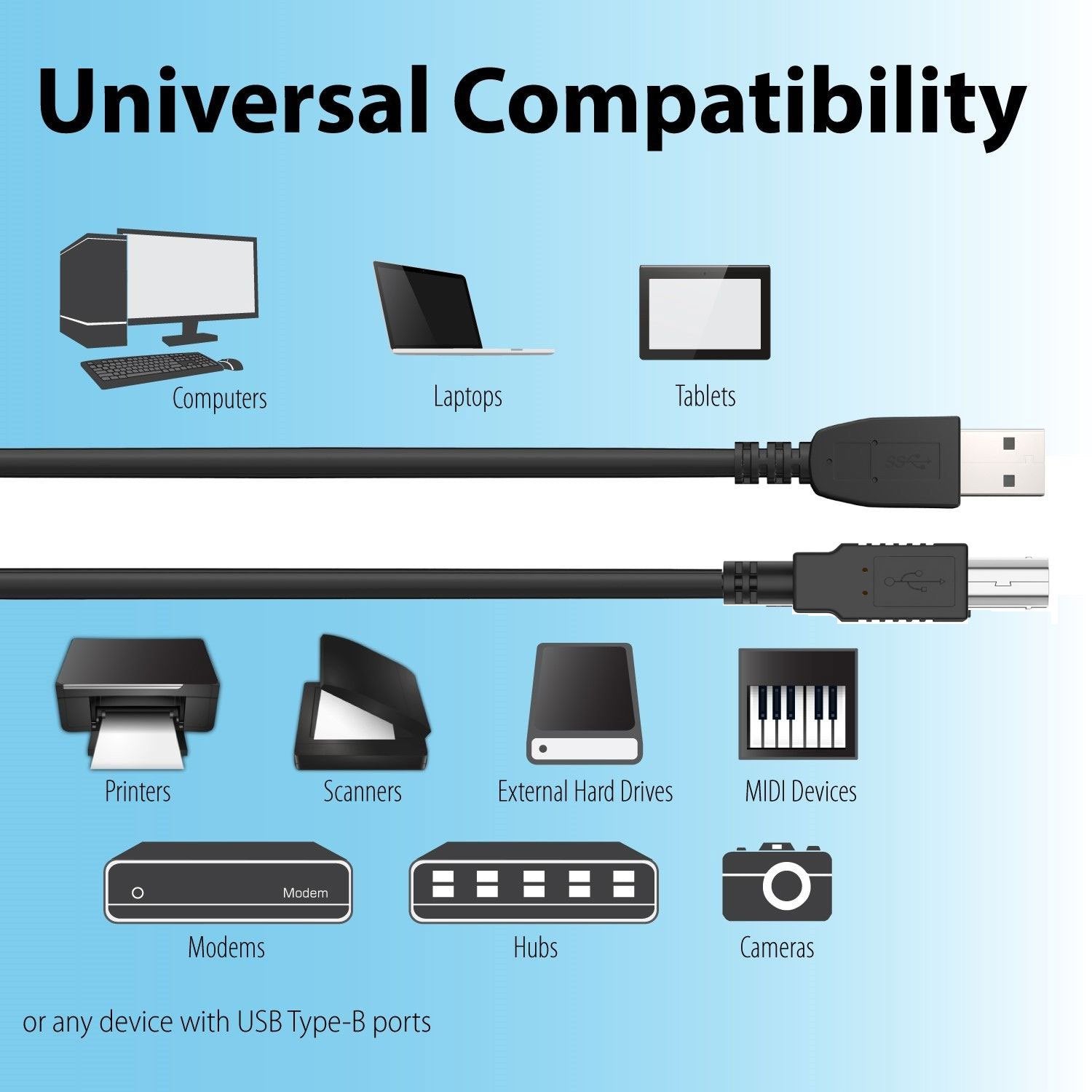 AbleGrid USB CABLE Compatible with HP OFFICEJET PRINTER 6978 7720 7740 8216 8615 8715 8730 4636 5105